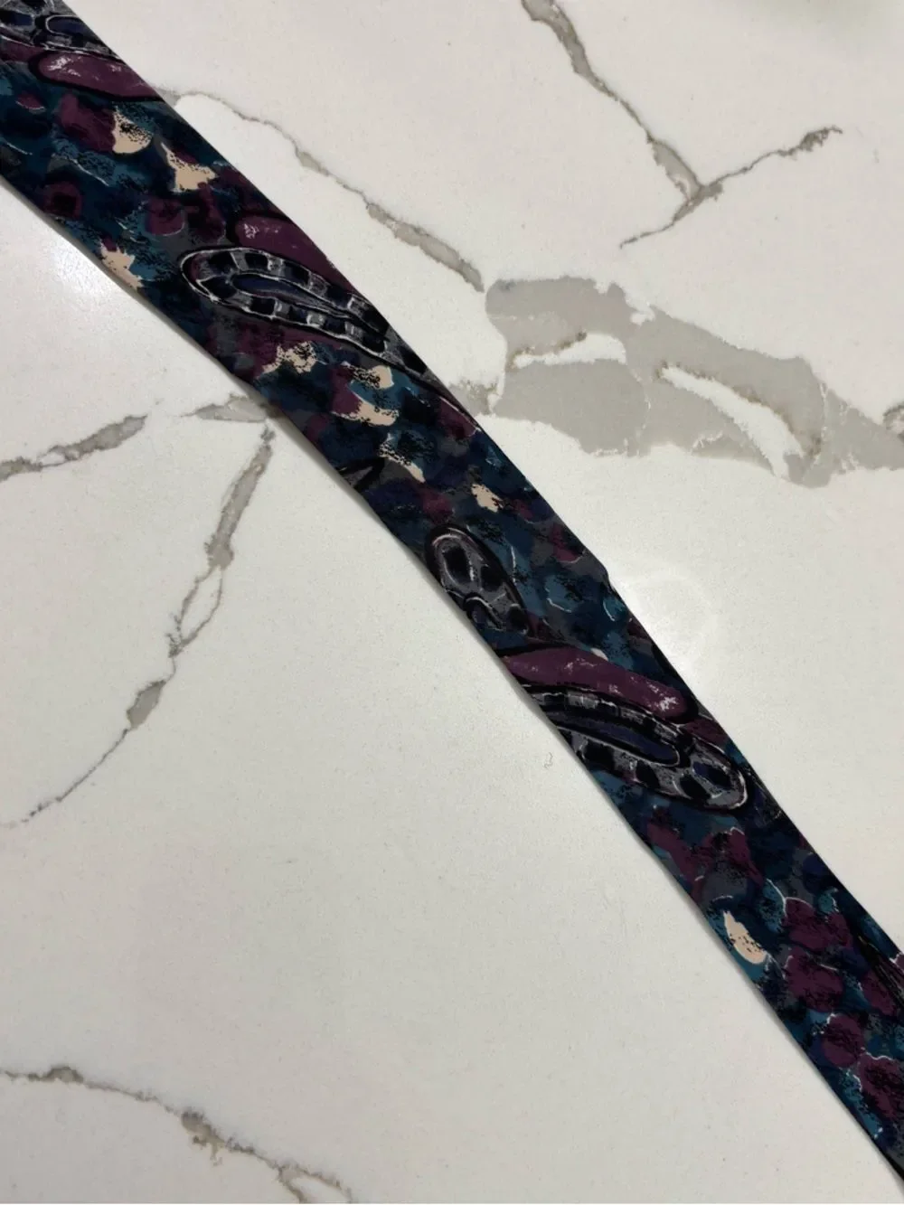 Vintage Kuppenheimer Premier Teal Blue Purple Paisley Abstract Pattern Silk Tie